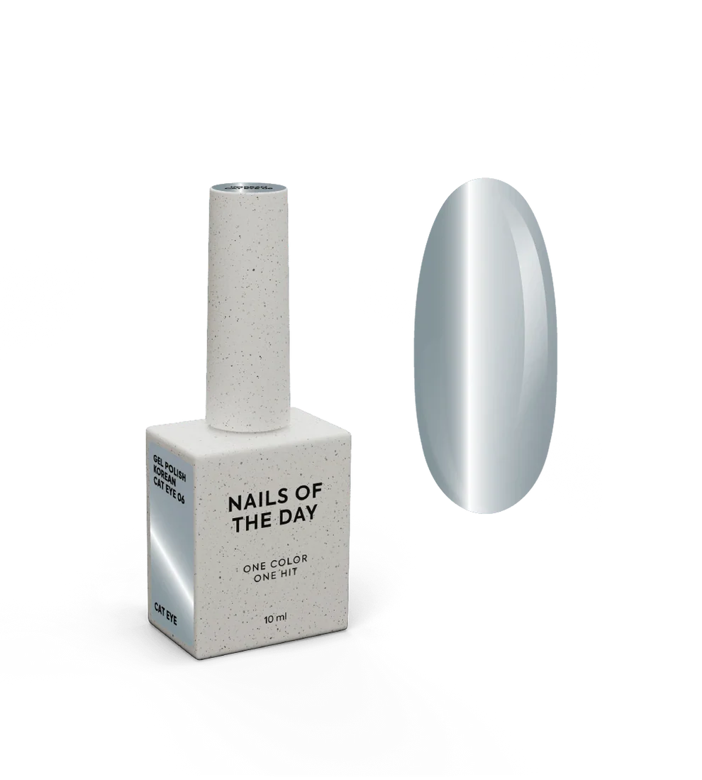 NAILSOFTHEDAY Korean Cat Eye 06 – esmalte semipermanente efecto ojo de gato gris azulado, 10 ml