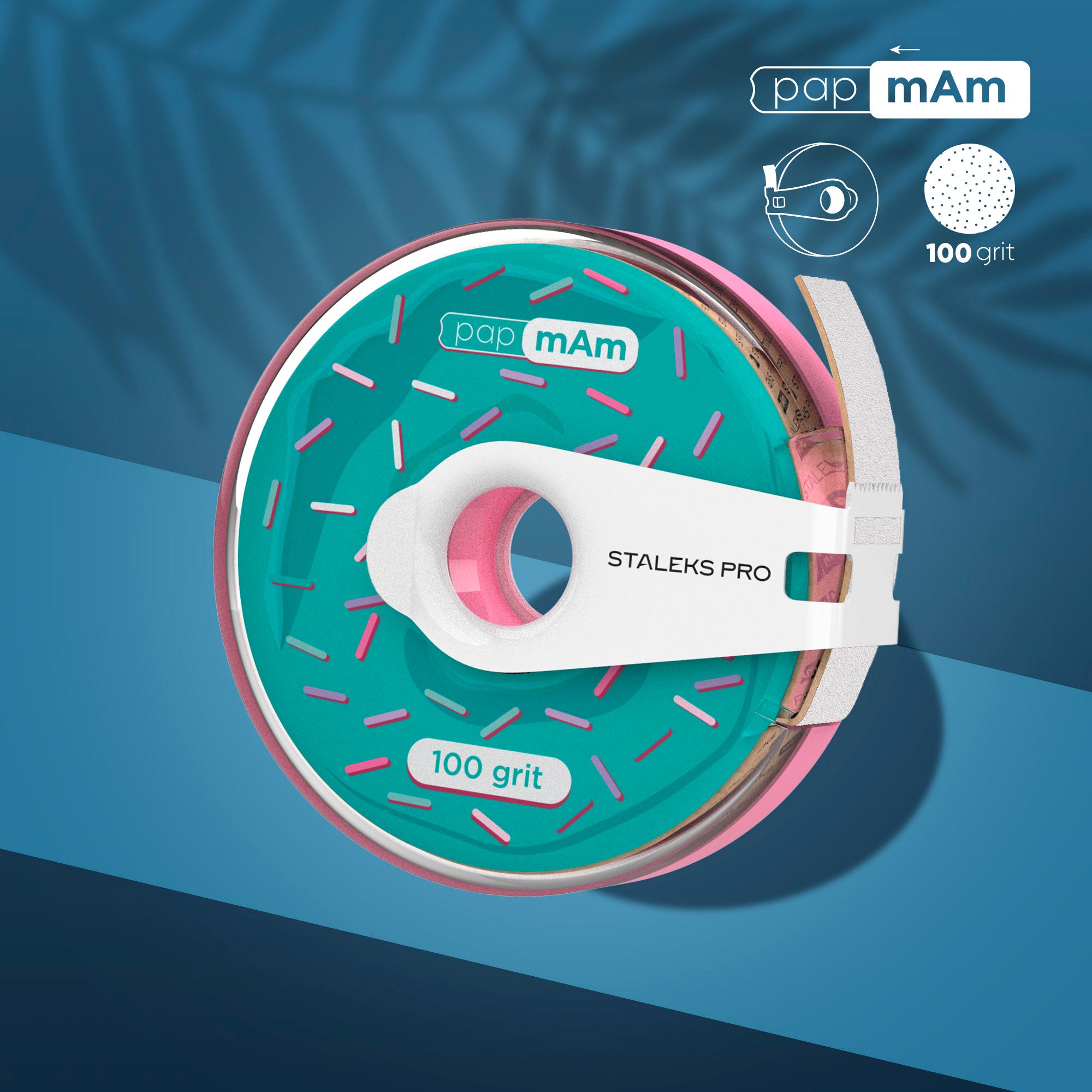 Cinta abrasiva blanca desechable papmAm EXPERT grano 100 en estuche de plástico