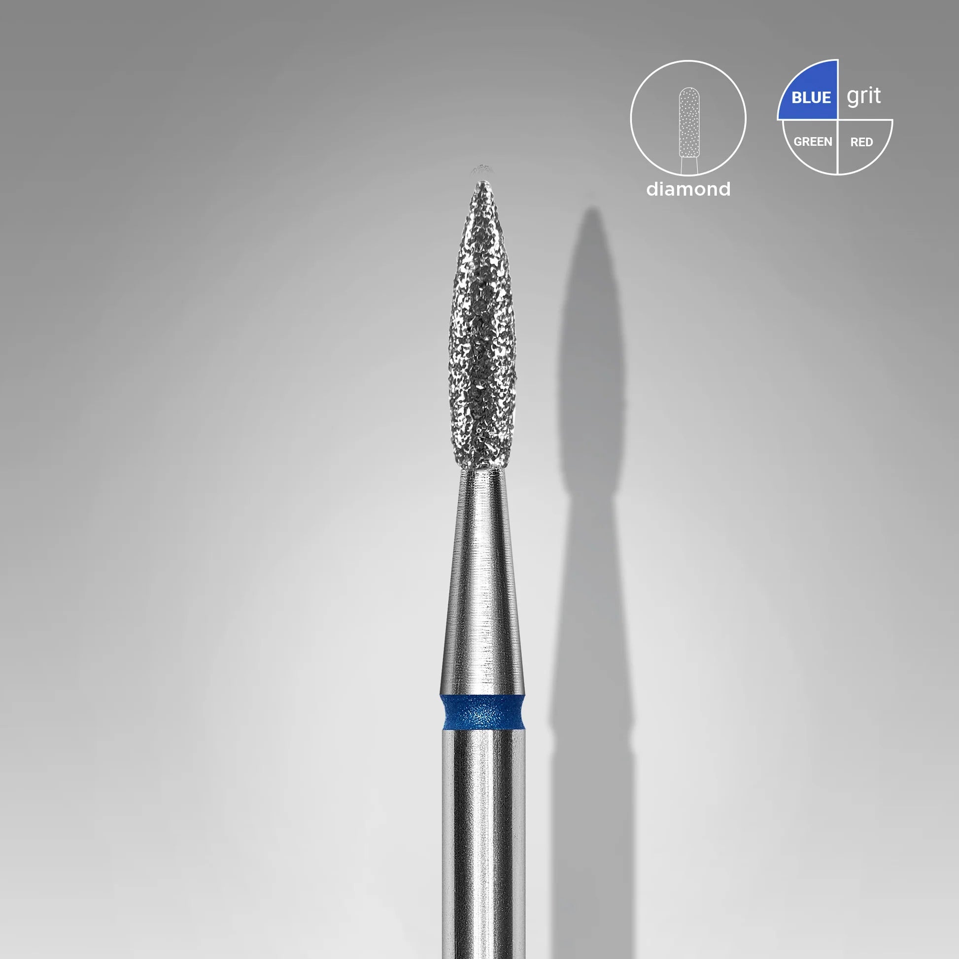 Fresa diamantada para piel "llama" afilada azul EXPERT, diámetro 1,8 mm/ parte útil 8 mm