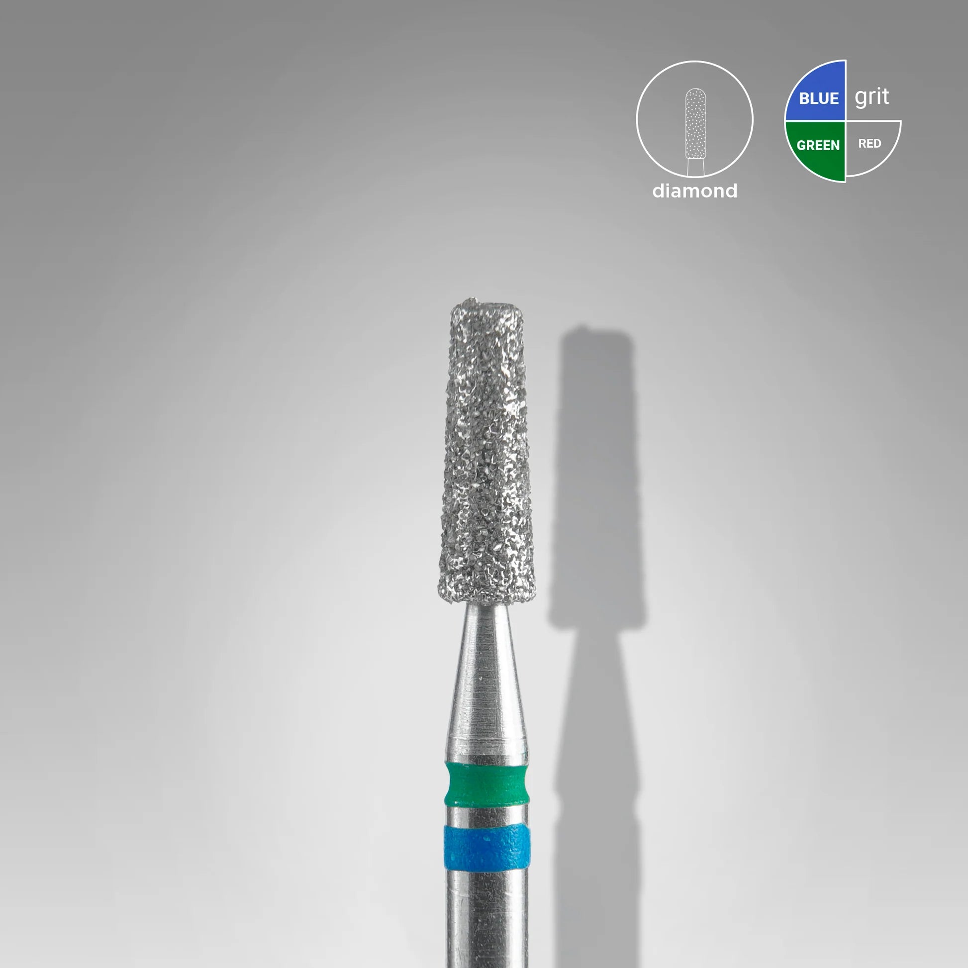 DUO Fresa diamantada para piel "cono" azul-verde EXPERT diámetro 2,5 mm/ parte útil 8 mm