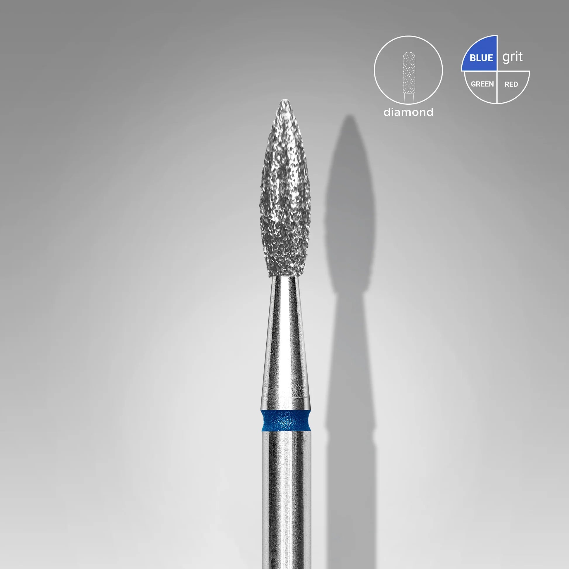 Fresa diamantada para piel "llama" afilada azul EXPERT, diámetro 2,3 mm/ parte útil 8 mm