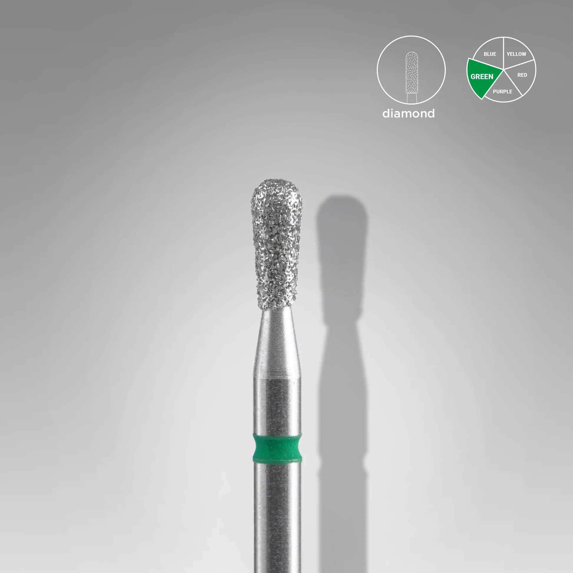Fresa diamantada para piel "cerilla" verde EXPERT diámetro 2,3 mm / parte útil 5 mm