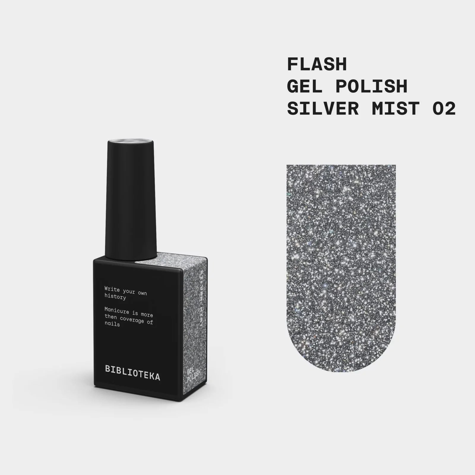 BIBLIOTEKA Flash Gel Polish № 02 Silver Mist, 10 ml