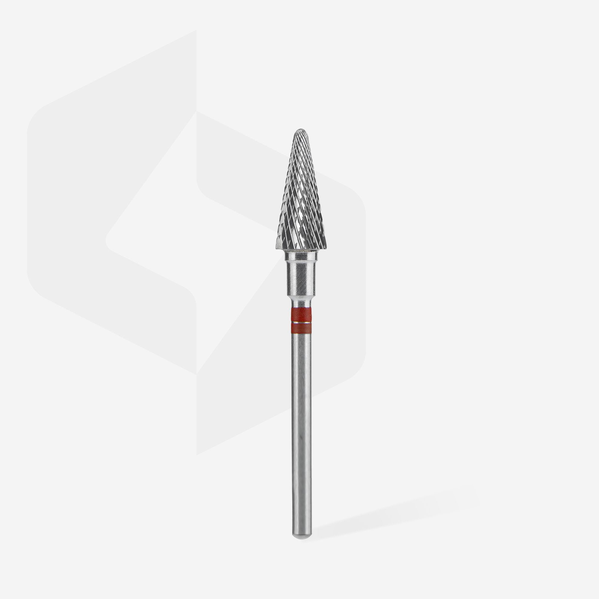 Fresa de carburo para zurdos, "cone", roja, EXPERT diámetro 6 mm / parte útil 14 mm