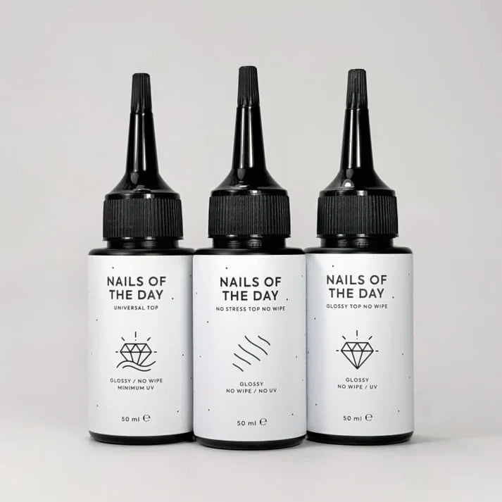 NAILSOFTHEDAY No Stress Top No Wipe — top brillante sin capa pegajosa y sin filtros UV, top ANTIRRAYAS, 50 ml (refill)