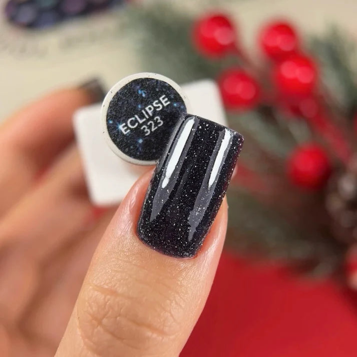 NAILSOFTHEDAY Eclipse — esmalte semipermanente reflectante negro azul, 10 ml