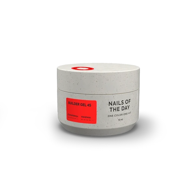 NAILSOFTHEDAY Builder Gel 45 — gel rojo coral para extensiones de uñas, 15 ml