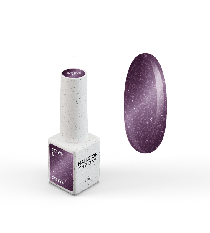 NAILSOFTHEDAY Gel Polish Cat Eye 12 — esmalte semipermanente efecto ojo de gato morado , 6 ml.