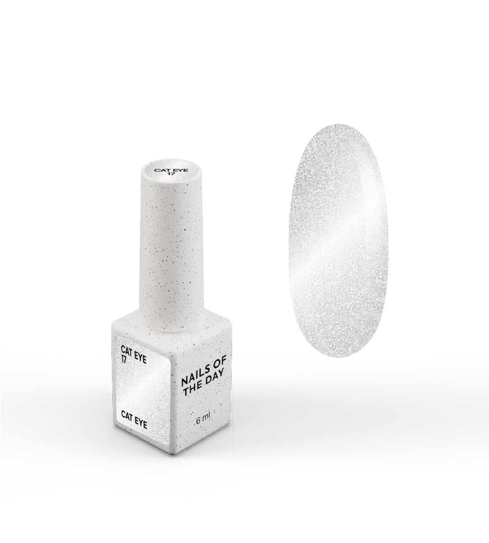 NAILSOFTHEDAY Gel polish Cat Eye 17 — plateado sobre base lechosa, 6ml
