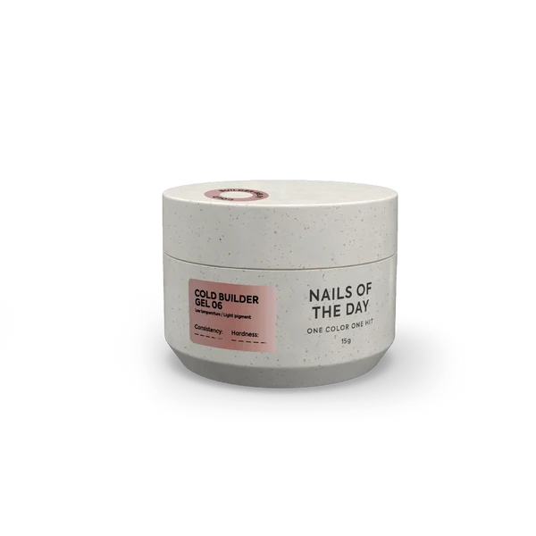 NAILSOFTHEDAY Cold Builder Gel 06 — gel constructor nude cálido para extensión de uñas, 15 ml.