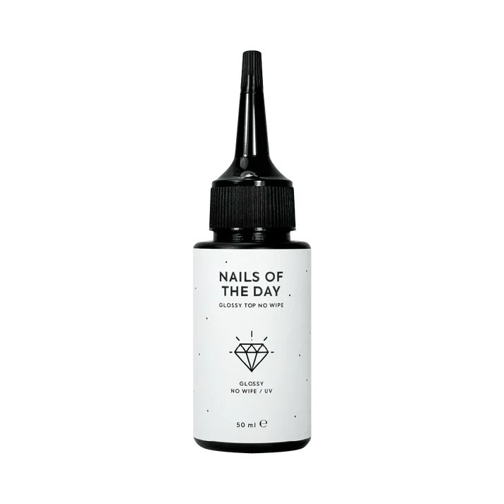 NAILSOFTHEDAY Glossy Top No Wipe – top brillante sin capa pegajosa y con filtros UV, 50 ml (refill)