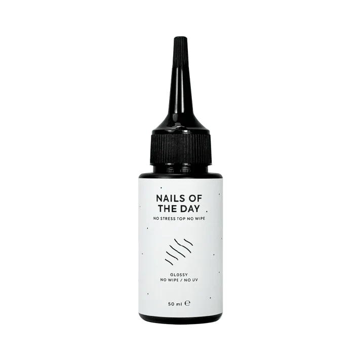 NAILSOFTHEDAY No Stress Top No Wipe — top brillante sin capa pegajosa y sin filtros UV, top ANTIRRAYAS, 50 ml (refill)