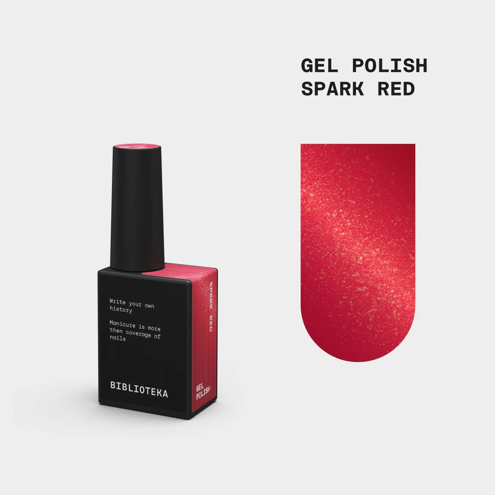 BIBLIOTEKA Gel Polish Spark Red - Red with a subtle shimmer, 10 ml