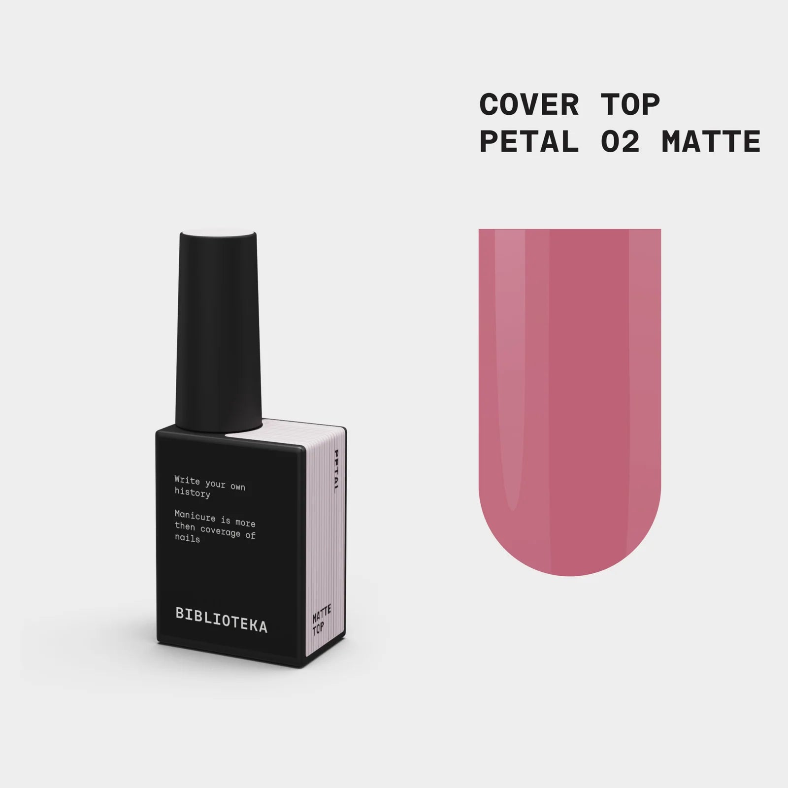 BIBLIOTEKA Matte Cover TOP № 02 Petal - Rosa Suave, 10 ml