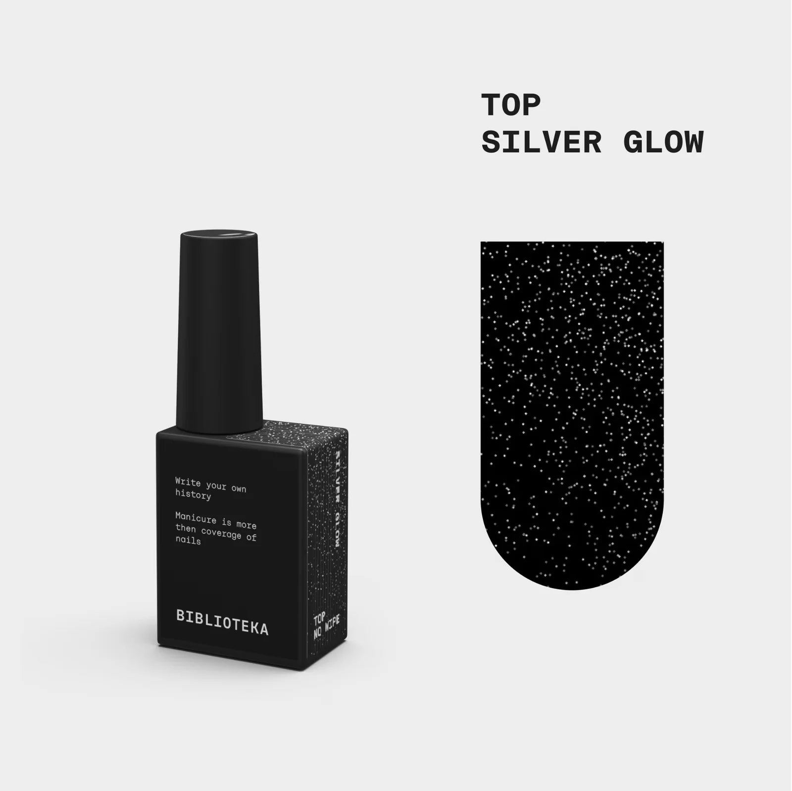 BIBLIOTEKA Top Silver Glow - sin capa pegajosa con filtro UV, 10 ml
