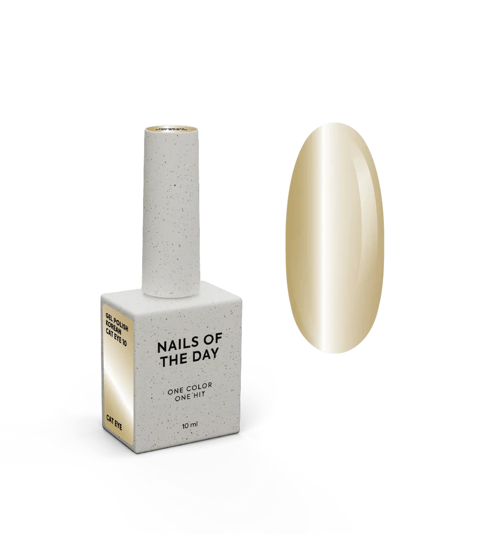 NAILSOFTHEDAY Korean Cat Eye 10 – esmalte semipermanente efecto ojo de gato dorado cálido, 10 ml