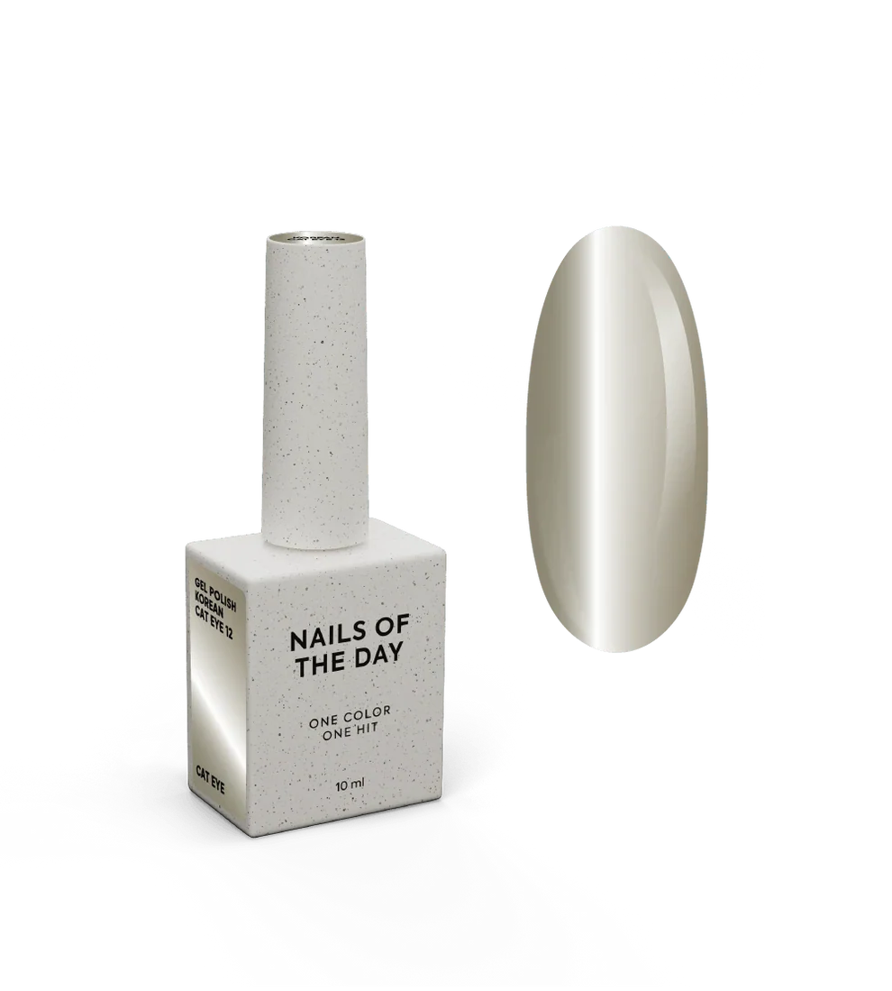 NAILSOFTHEDAY Korean Cat Eye 12 – esmalte semipermanente efecto ojo de gato beige frío, 10 ml