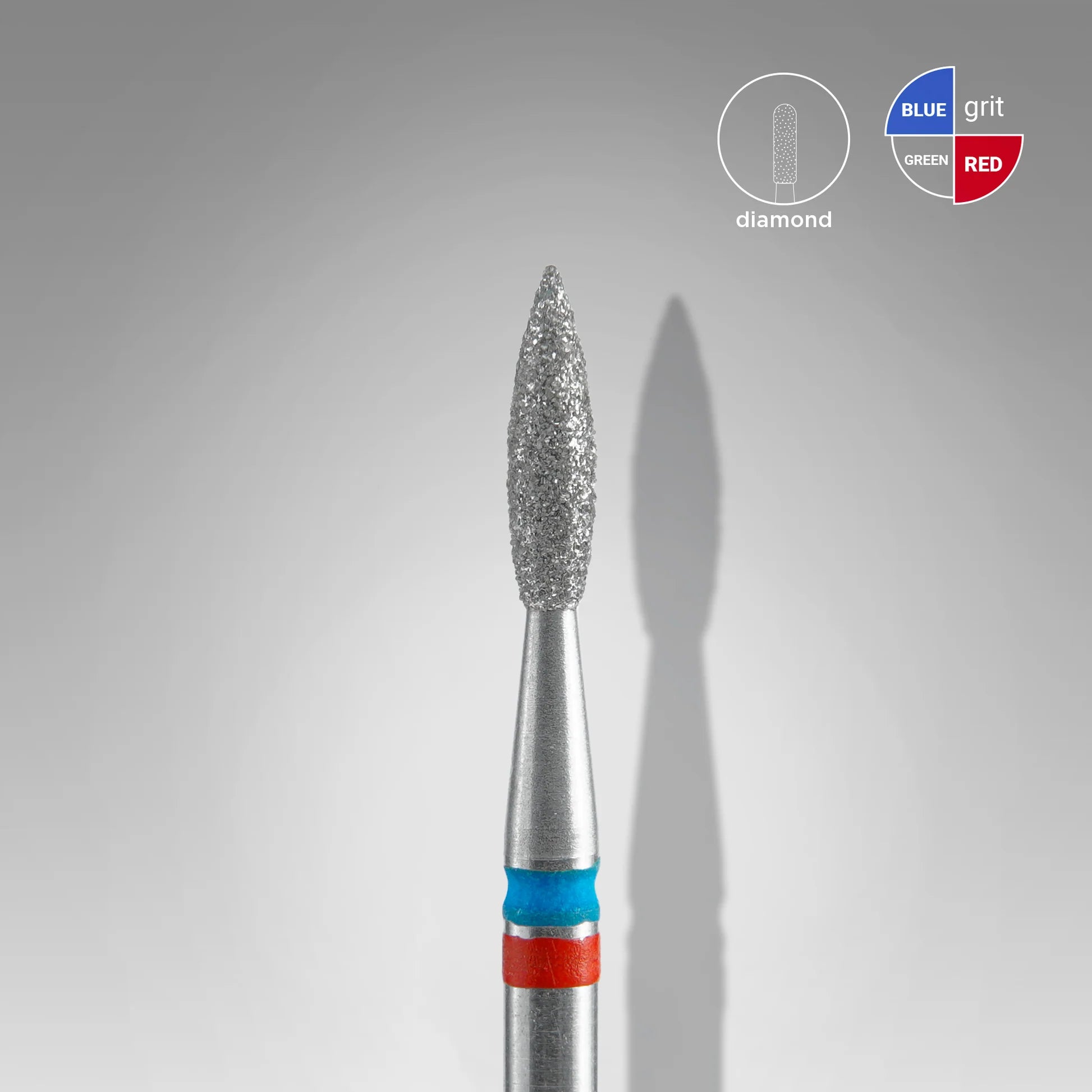 DUO Fresa diamantada para piel "llama" azul-roja EXPERT diámetro 2,1 mm/ parte útil 8 mm