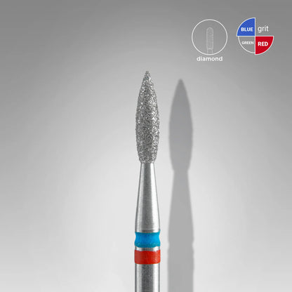 DUO Fresa diamantada para piel "llama" azul-roja EXPERT diámetro 2,1 mm/ parte útil 8 mm