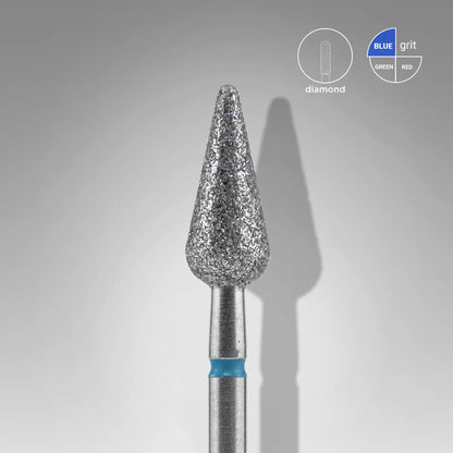 Fresa diamantada para piel "pera" afilada azul EXPERT diámetro 5 mm/ parte útil 12 mm