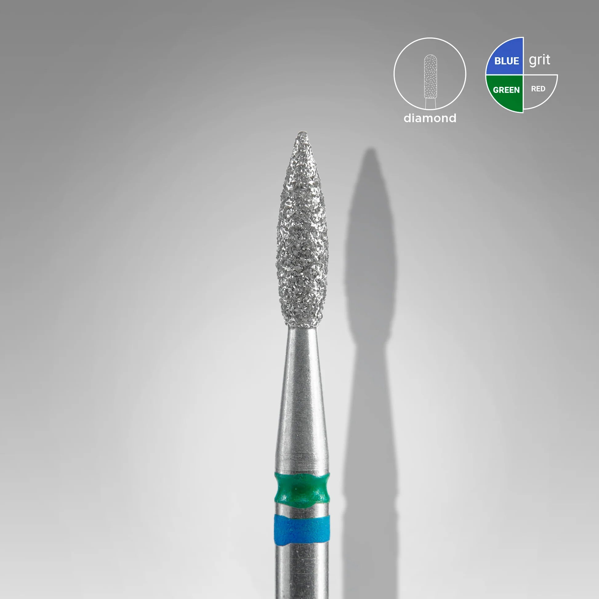 DUO Fresa diamantada para piel "llama" azul-verde EXPERT diámetro 2,1 mm/ parte útil 8 mm