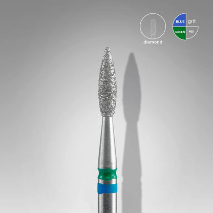 DUO Fresa diamantada para piel "llama" azul-verde EXPERT diámetro 2,1 mm/ parte útil 8 mm