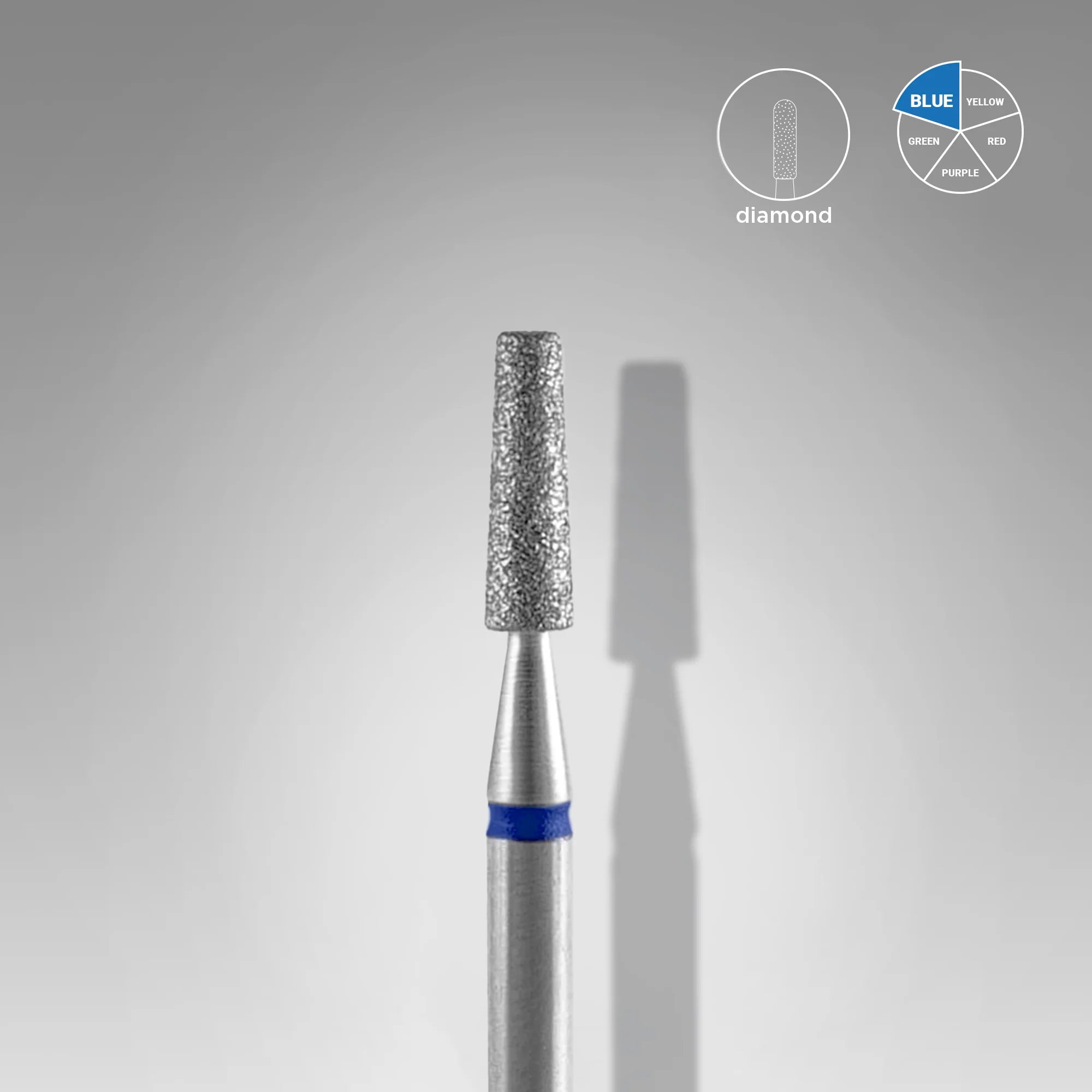 Fresa diamantada para piel "frustum" azul EXPERT diámetro 2,5 mm, parte útil 8 mm (divisible por 10)