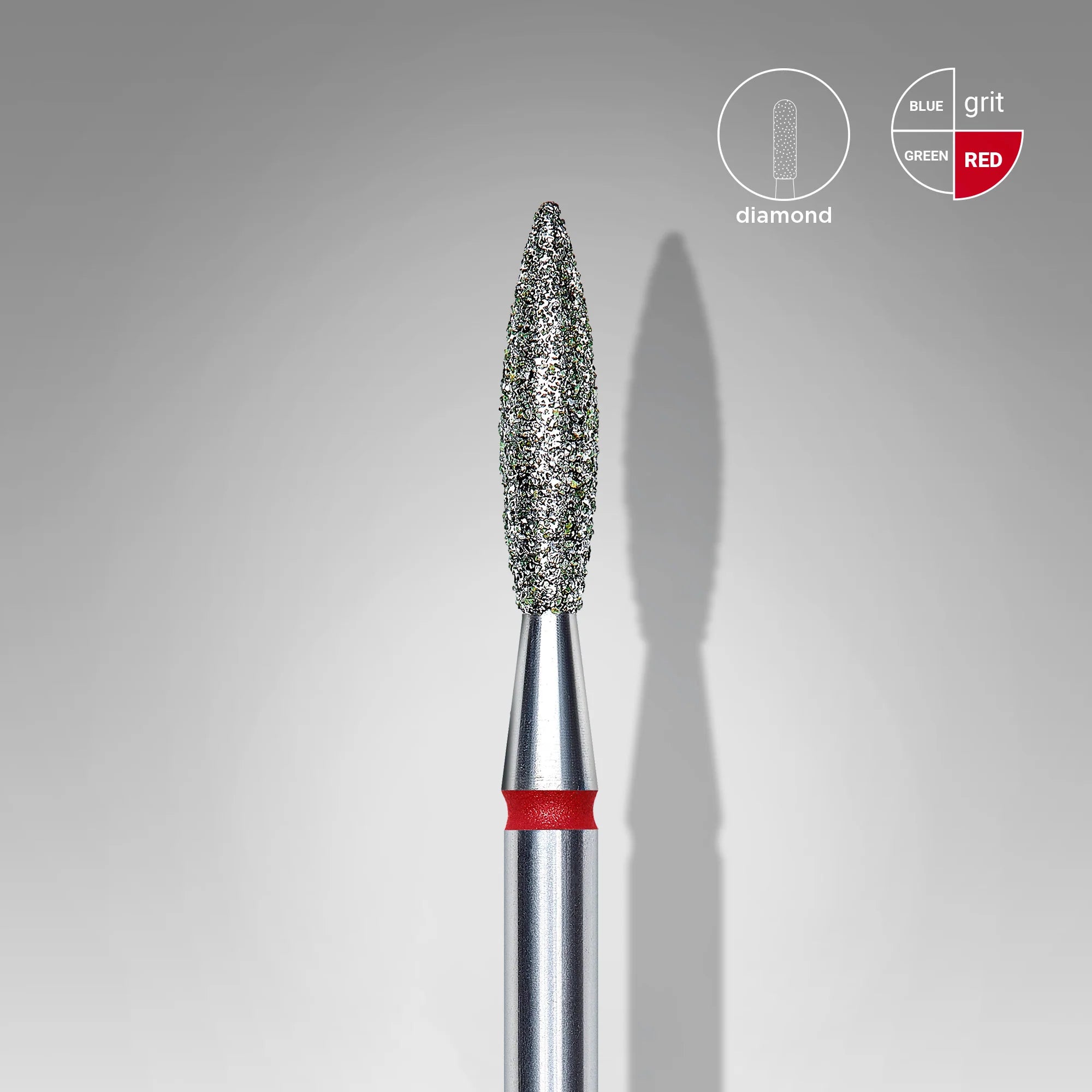 Fresa diamantada para piel "llama" roja EXPERT diámetro 2,3 mm/ parte útil 10 mm (divisible por 10)