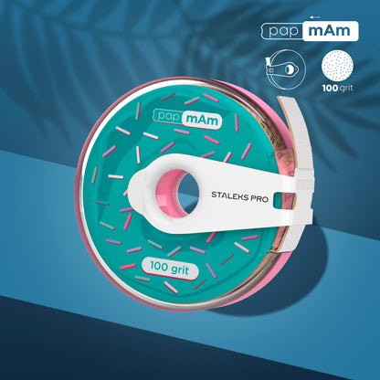 Cinta abrasiva blanca desechable papmAm EXPERT grano 100 en estuche de plástico