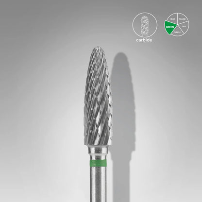 Fresa de carburo para uñas "corn" verde EXPERT diámetro 4 mm / parte útil 14 mm