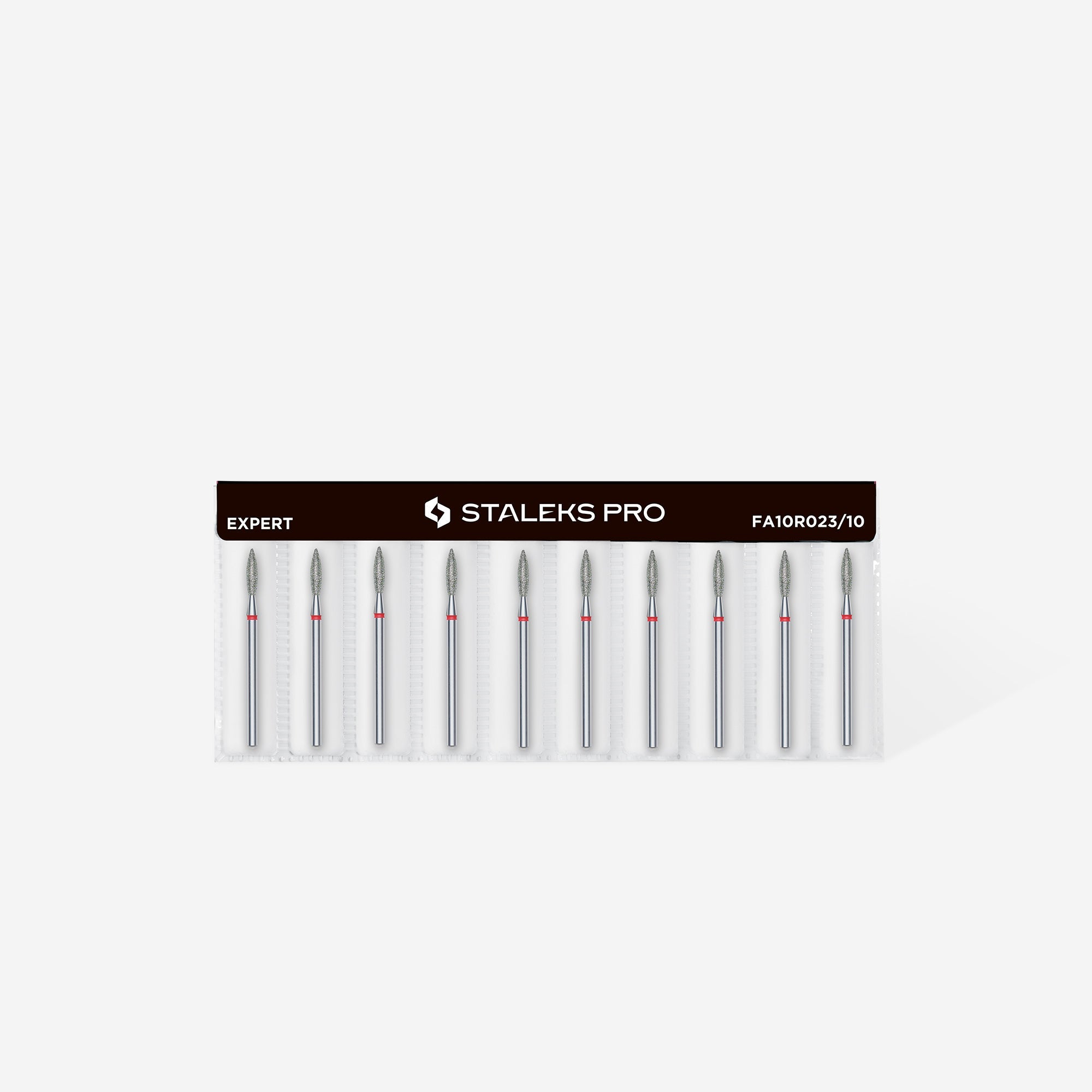 Fresa diamantada para piel "llama" roja EXPERT diámetro 2,3 mm/ parte útil 10 mm (divisible por 10)