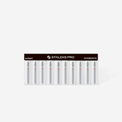 Fresa diamantada para piel "llama" roja EXPERT diámetro 2,3 mm/ parte útil 10 mm (divisible por 10)