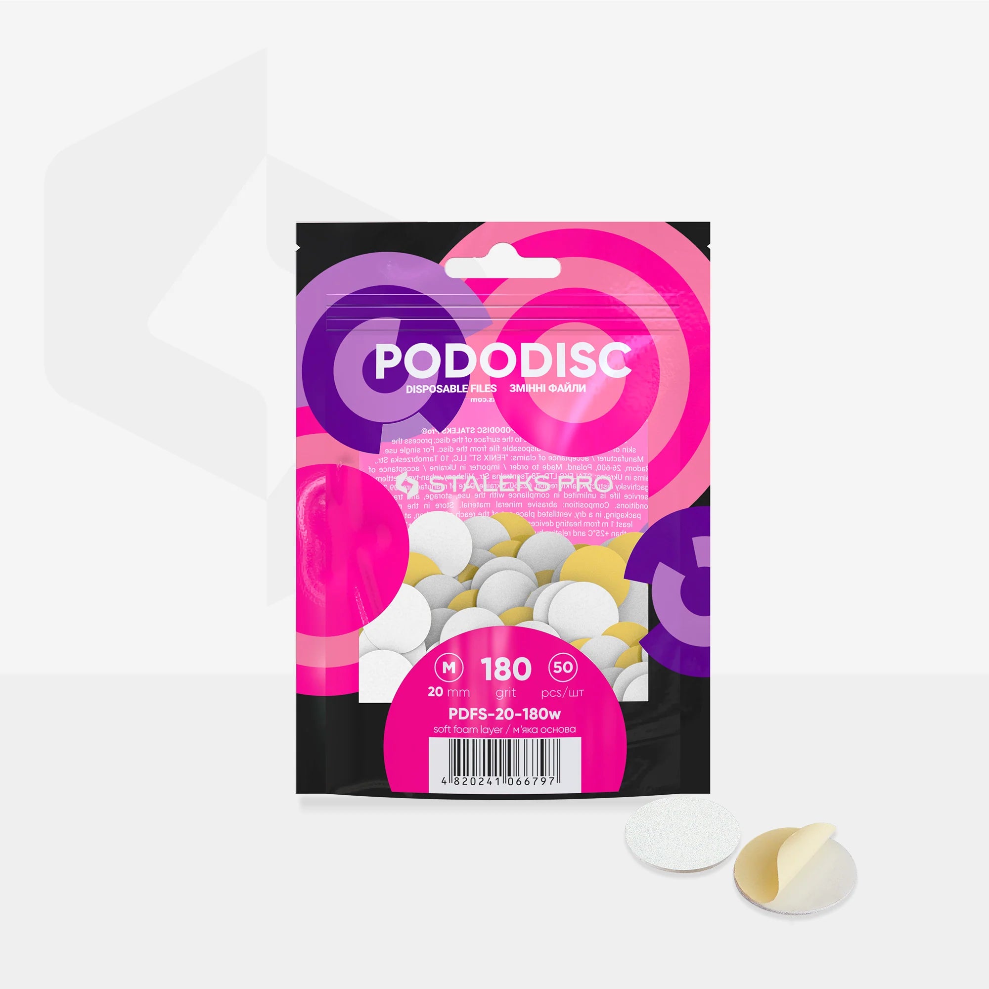 Limas desechables adhesivas (base blanda) para PODODISCO EXPERT M grano 180 (50 uds.)