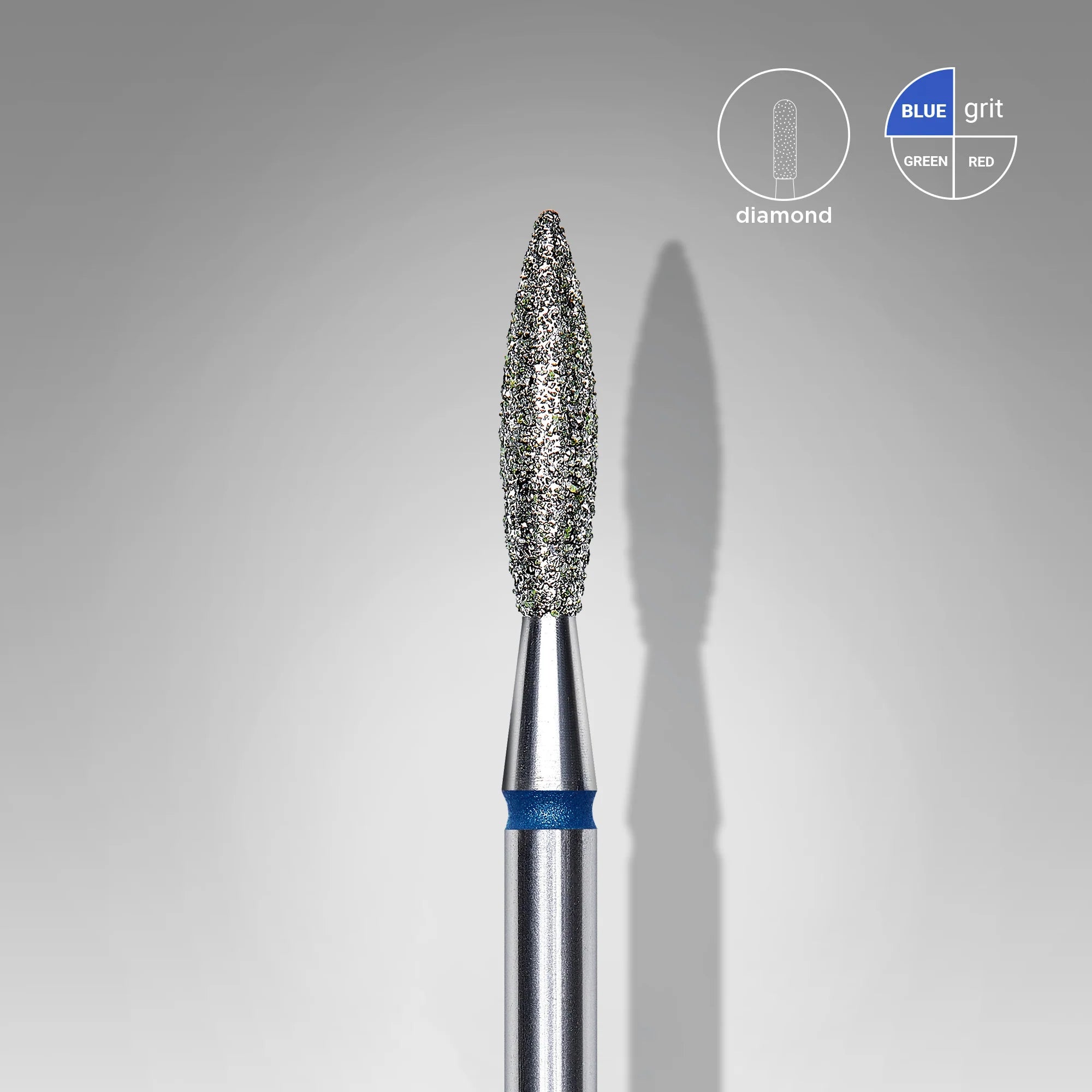 Fresa diamantada para piel "llama" azul EXPERT diámetro 2,3 mm/ parte útil 10 mm (divisible por 10)