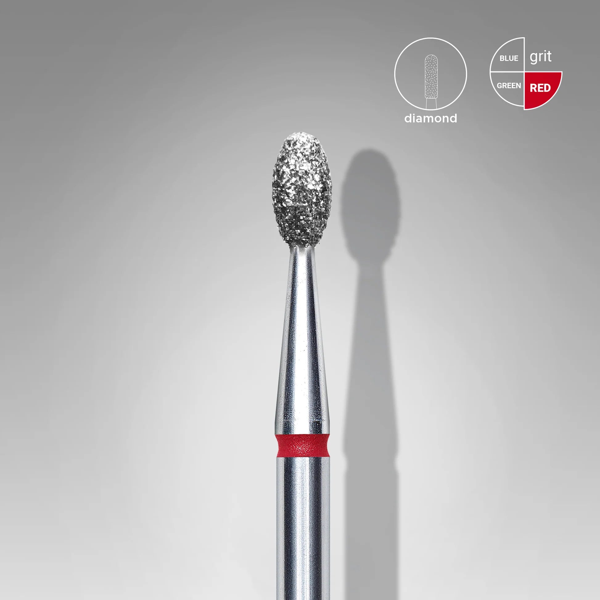 Fresa diamantada para piel "oliva" roja EXPERT diámetro 2,5 mm / parte útil 5 mm