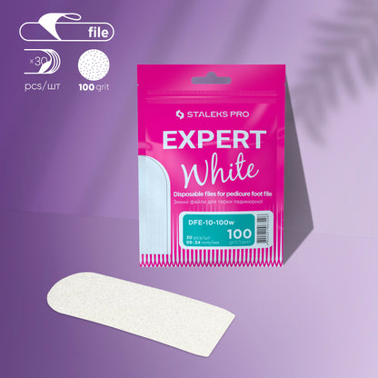 Limas blancas desechables para pedicura rallador EXPERT 10 100 grit (30 uds)