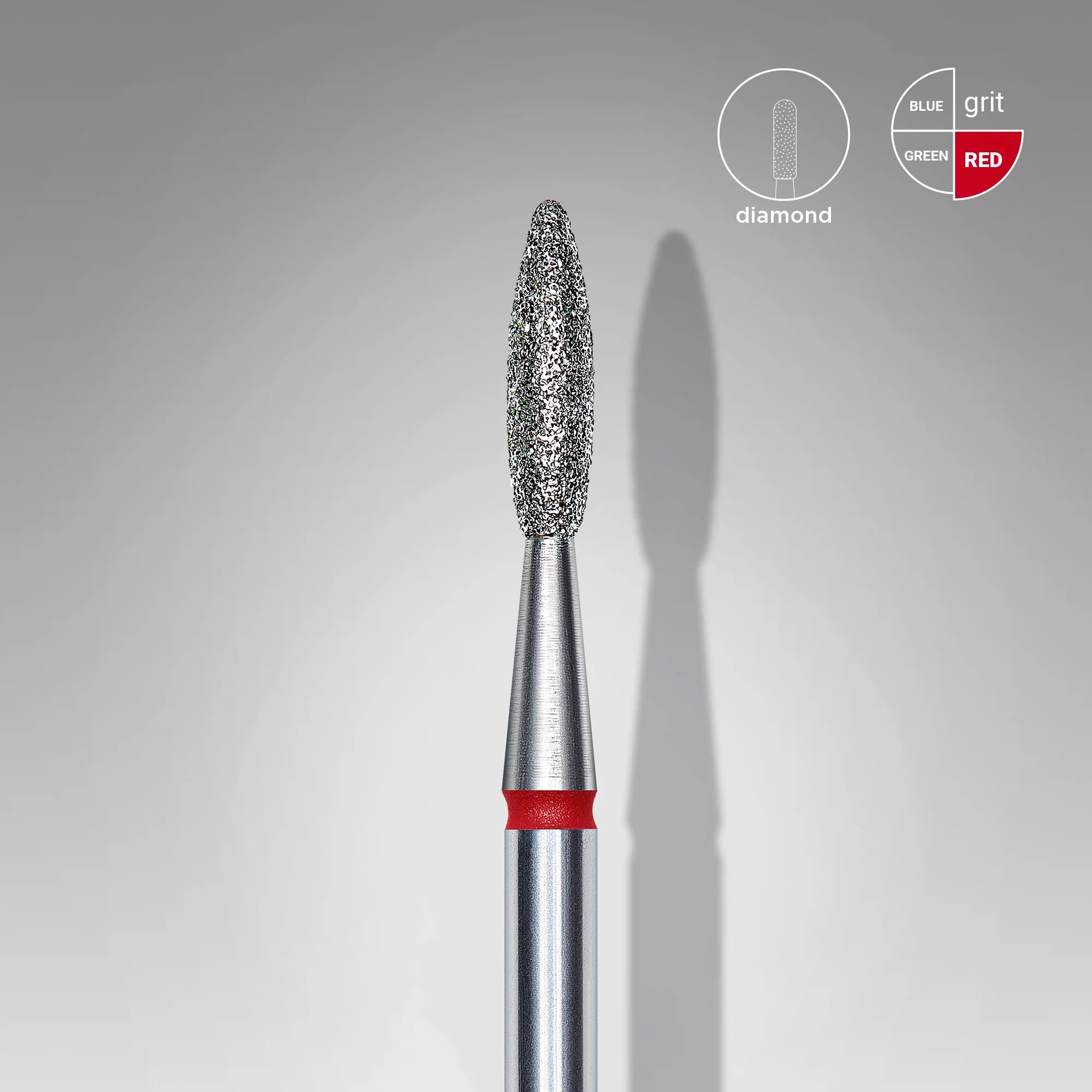 Fresa diamantada para piel "llama" roja EXPERT diámetro 2,1 mm/ parte útil 8 mm (divisible por 10)