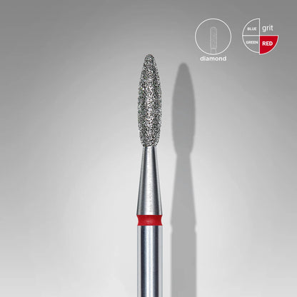 Fresa diamantada para piel "llama" roja EXPERT diámetro 2,1 mm/ parte útil 8 mm (divisible por 10)