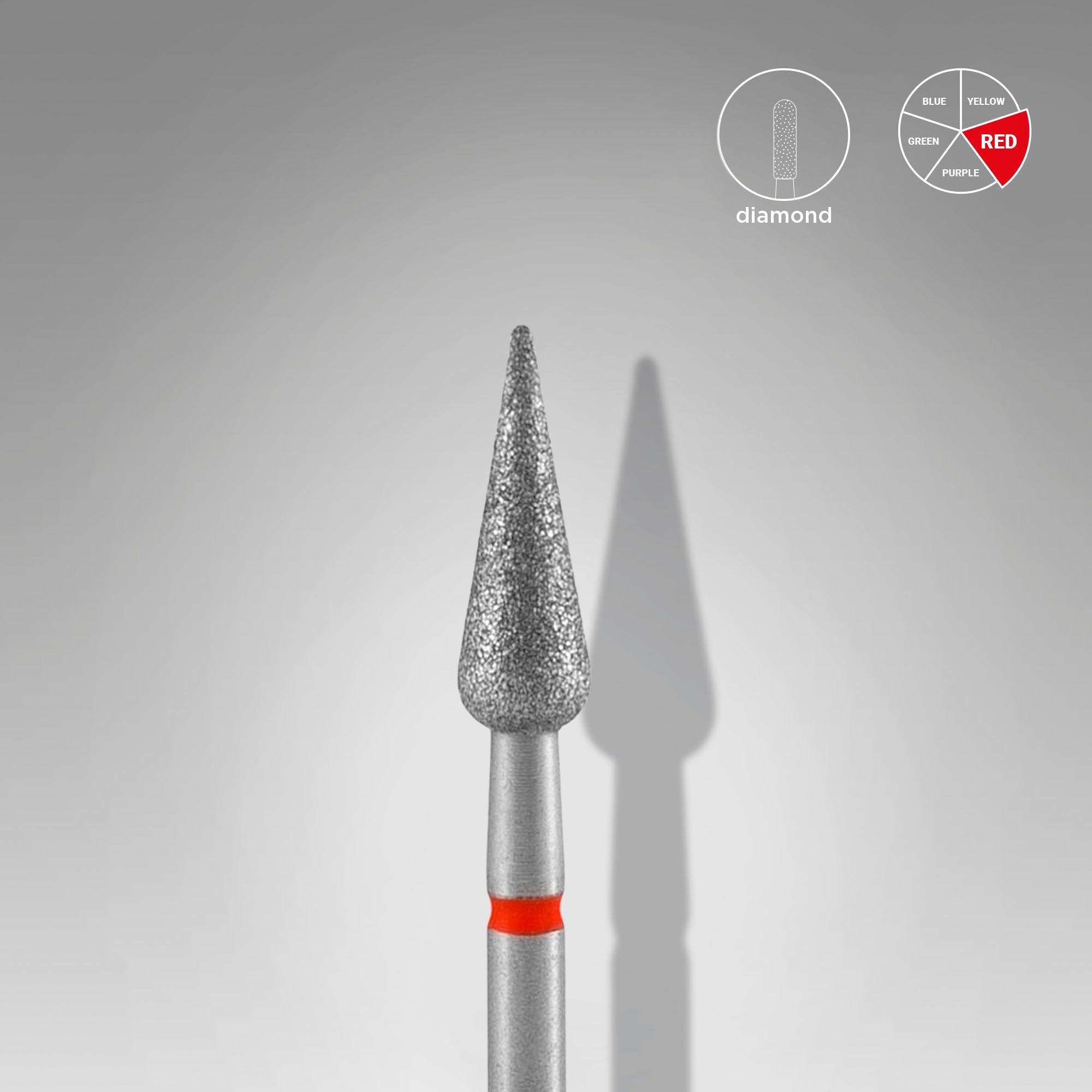 Fresa diamantada para piel "pera" puntiaguda roja EXPERT diámetro 4 mm/ parte útil 12 mm