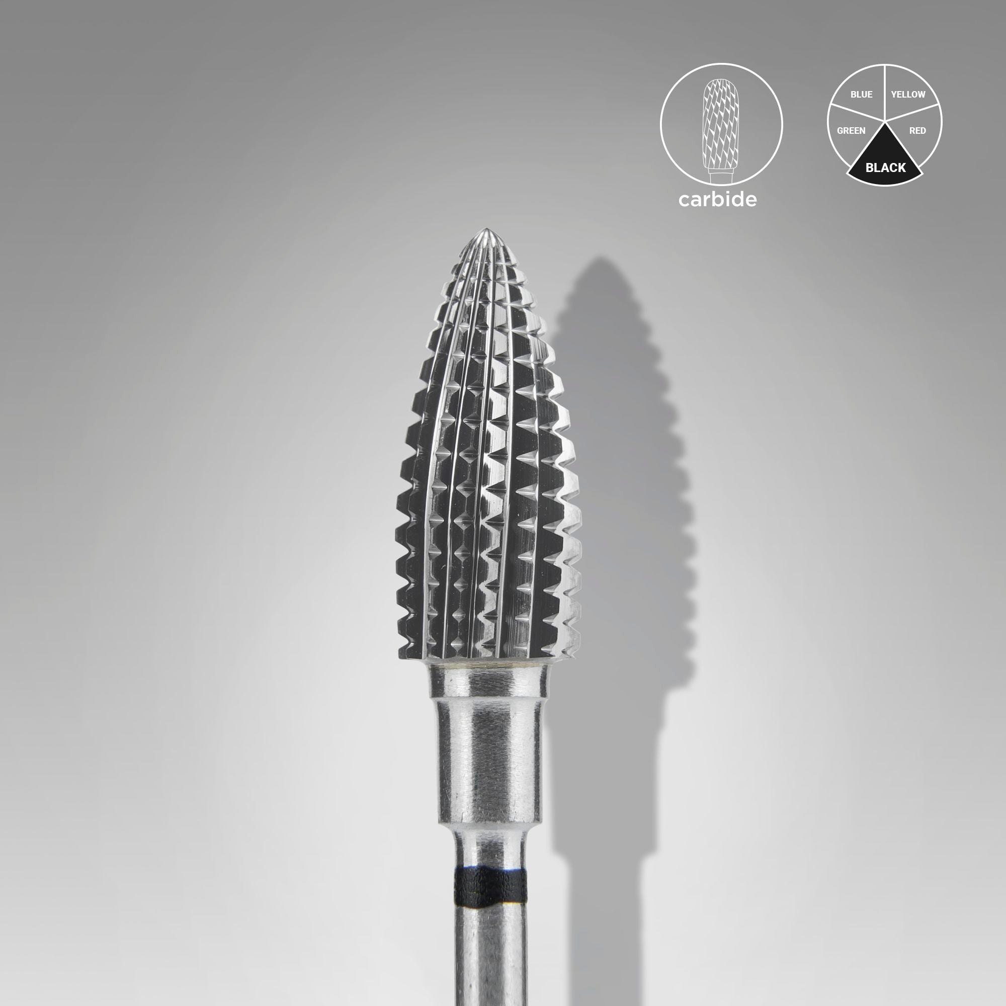 Fresa de carburo "pine cone", negra, fuerte, EXPERT diámetro 6 mm / parte útil 14 mm