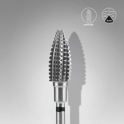 Fresa de carburo "pine cone", negra, fuerte, EXPERT diámetro 6 mm / parte útil 14 mm