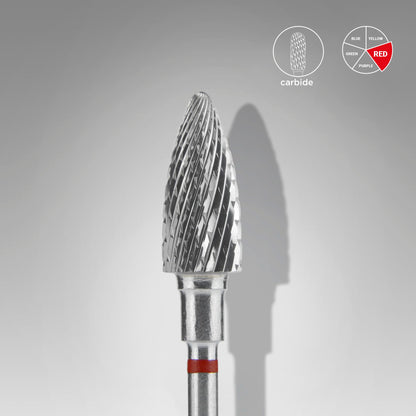 Fresa de carburo "pine cone", roja, EXPERT diámetro 6 mm / parte útil 14 mm