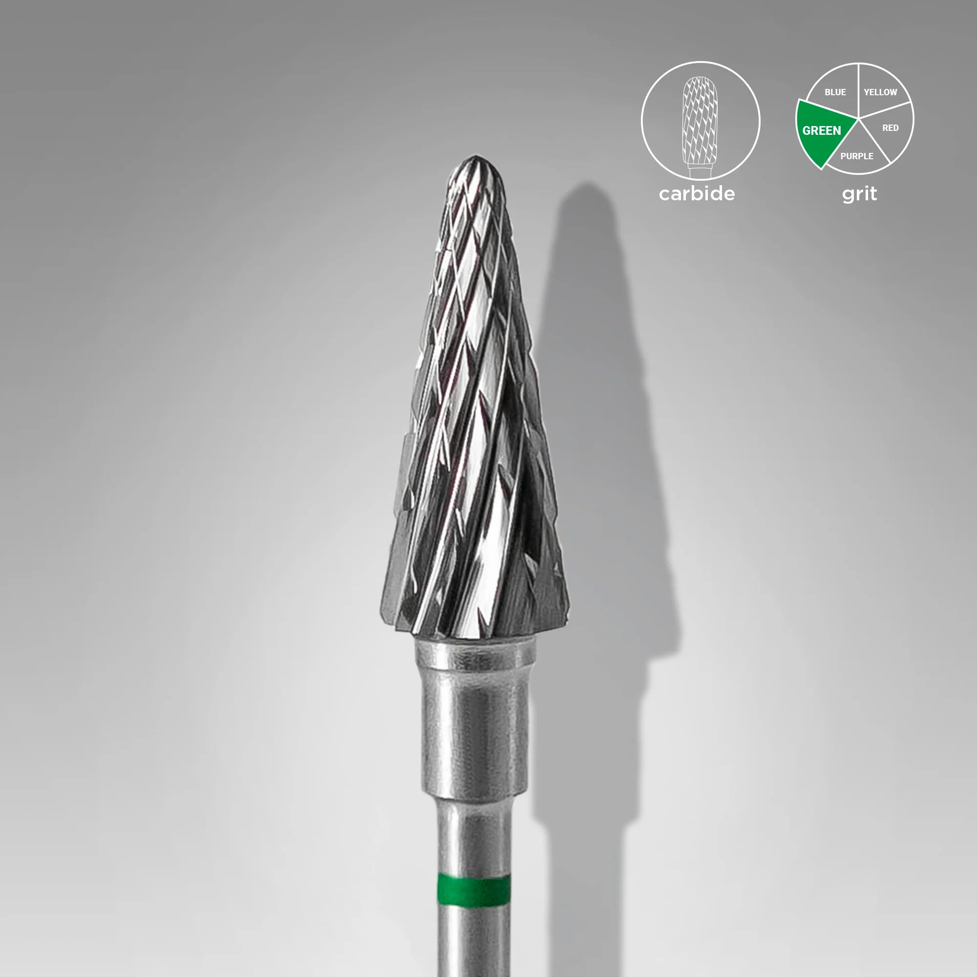 Fresa de carburo para uñas "cono" verde EXPERT diámetro 6 mm / parte útil 14 mm