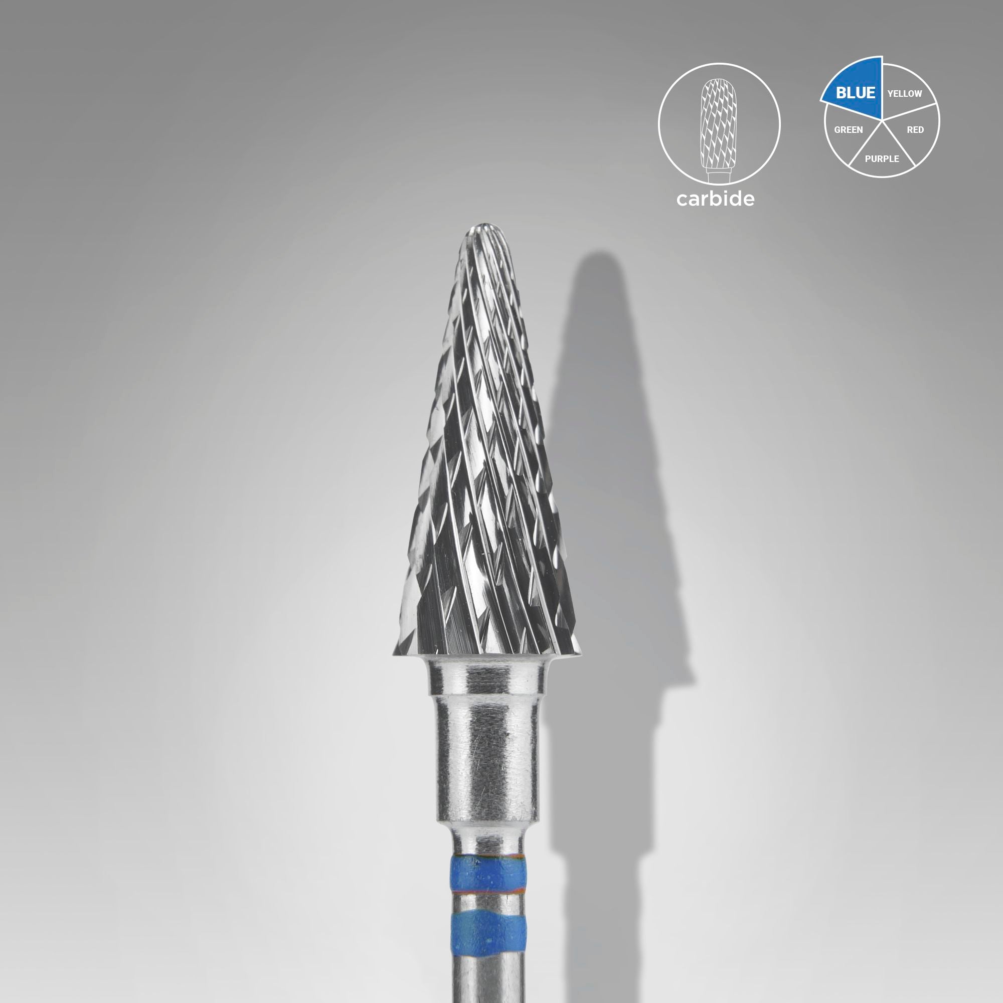 Fresa de carburo para zurdos, "cone", azul, EXPERT diámetro 6 mm / parte útil 14 mm
