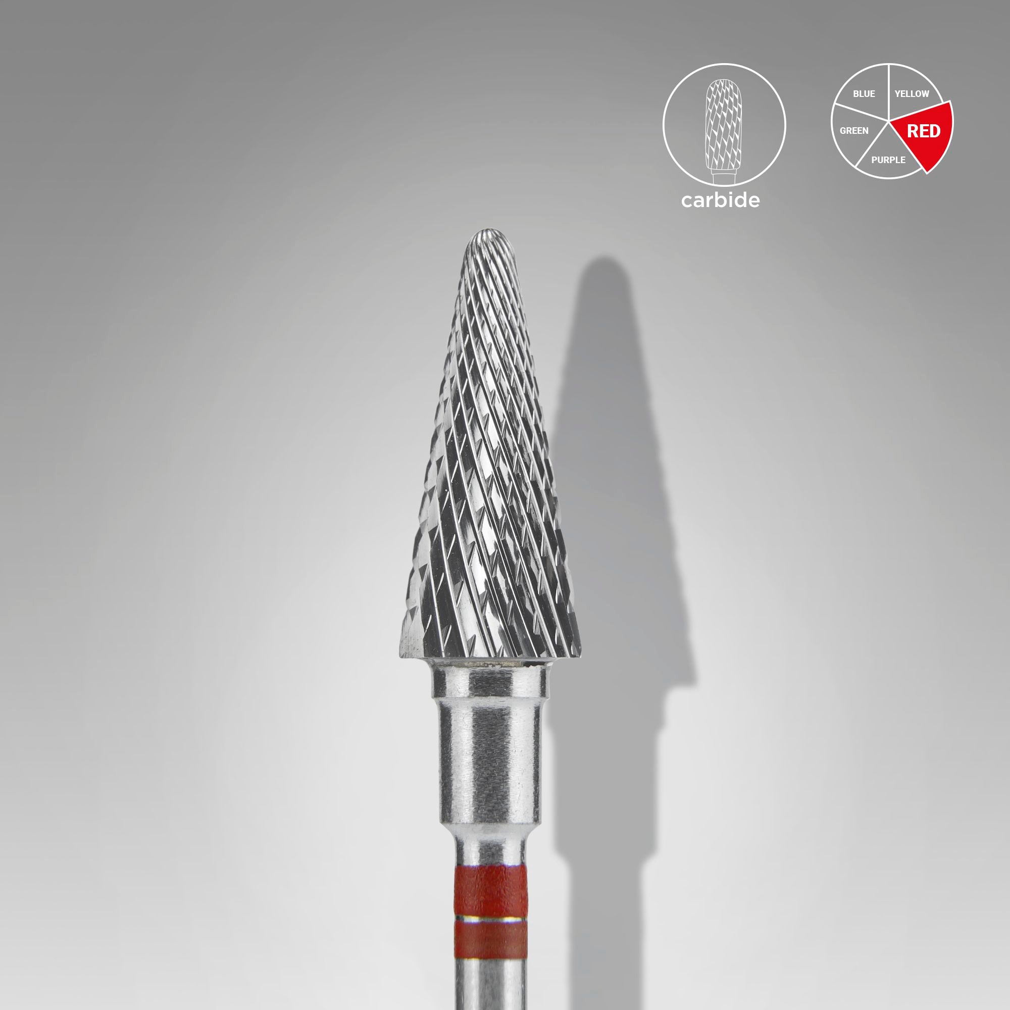 Fresa de carburo para zurdos, "cone", roja, EXPERT diámetro 6 mm / parte útil 14 mm
