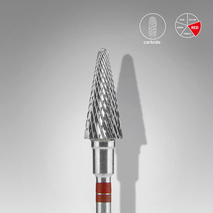 Fresa de carburo para zurdos, "cone", roja, EXPERT diámetro 6 mm / parte útil 14 mm
