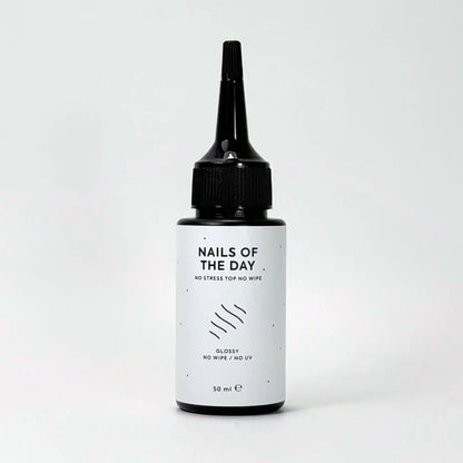 NAILSOFTHEDAY No Stress Top No Wipe — top brillante sin capa pegajosa y sin filtros UV, top ANTIRRAYAS, 50 ml (refill)
