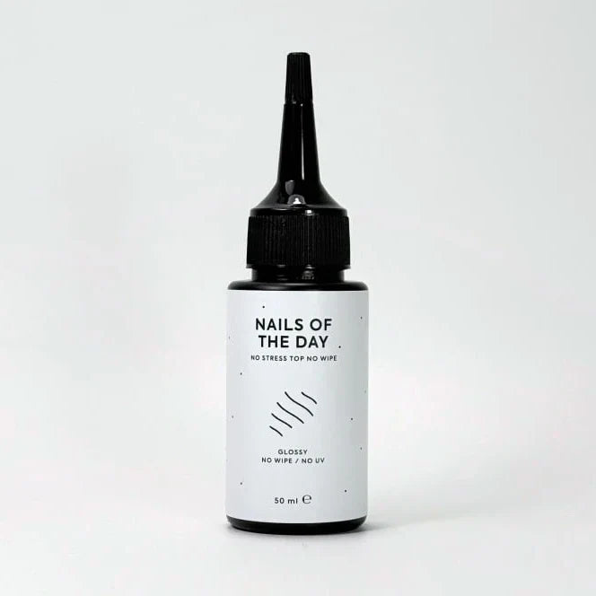 NAILSOFTHEDAY No Stress Top No Wipe — top brillante sin capa pegajosa y sin filtros UV, top ANTIRRAYAS, 50 ml (refill)