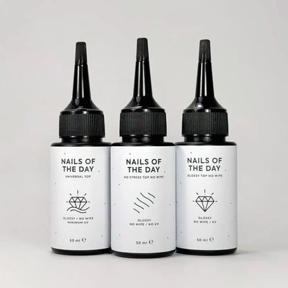 NAILSOFTHEDAY No Stress Top No Wipe — top brillante sin capa pegajosa y sin filtros UV, top ANTIRRAYAS, 50 ml (refill)