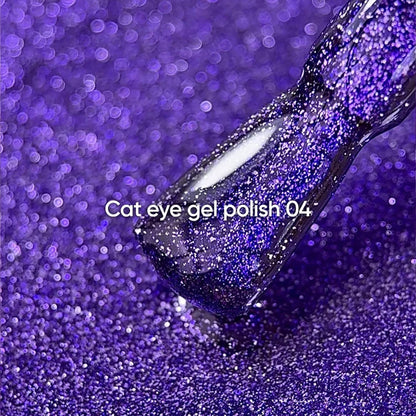 NAILSOFTHEDAY Gel Polish Cat Eye 04 — esmalte semipermanente morado oscuro efecto ojo de gato, 6 ml.